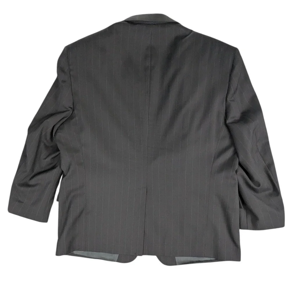 Botany 500 Couture Mens 52R Pinstripe Suit Charcoal Gray Wool Blend 2-Piece USA
